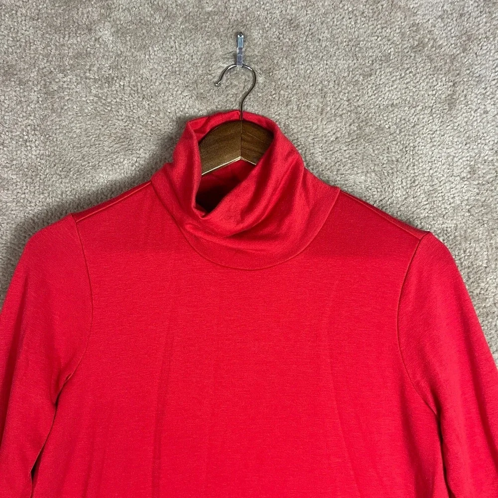 J Jill Tunic Womens Small Red‎ Tencel Turtleneck Layered Asymmetrical Soft Knit
